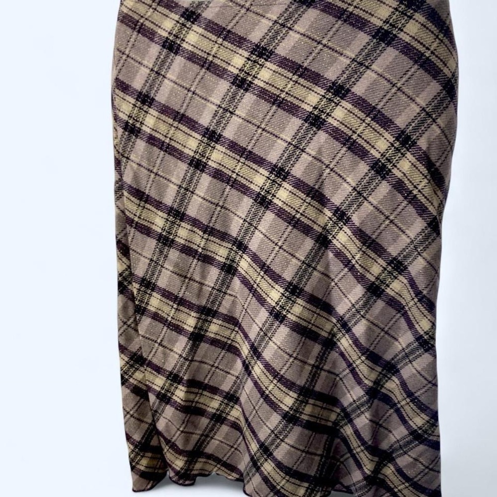 Plaid Midi Skirt in Brown and Purple